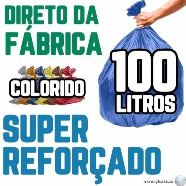 Saco De Lixo 100 Litros 100un Colorido Super Reforçado