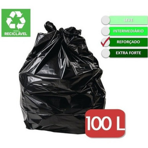 Saco De Lixo 100 Litros Reforçado Com 100 Unidades - Fabrica