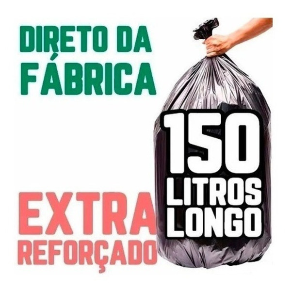 Saco De Lixo 150 Litros 100un Preto Reforçadíssimo