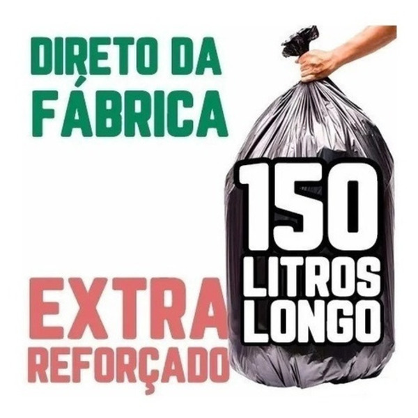 Saco De Lixo 150 Litros 50 Un Preto Ainda Mais Forte Preto