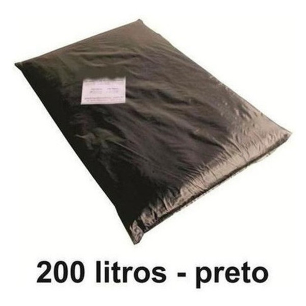 Saco De Lixo 200 Litros Preto 200l Reforçado 0,2 Micra 15 Kg