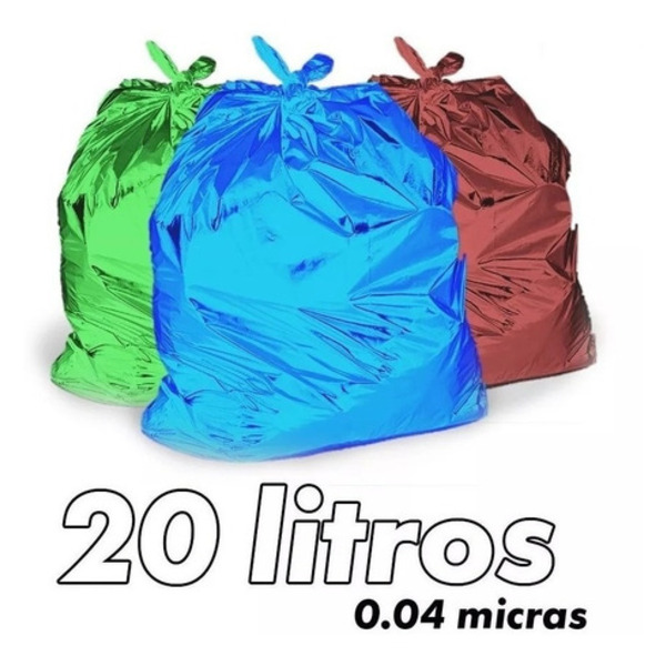 Saco De Lixo 20 Litros Colorido 500 Unidades Cinza