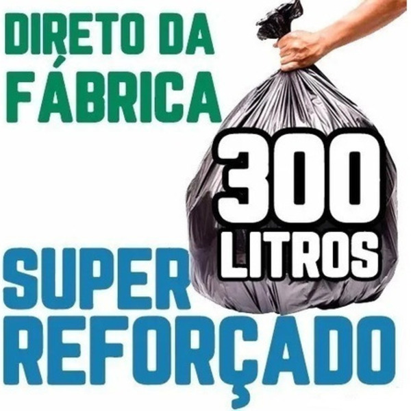 Saco De Lixo 300 Litros 100 Un Preto Super Reforçado Preto