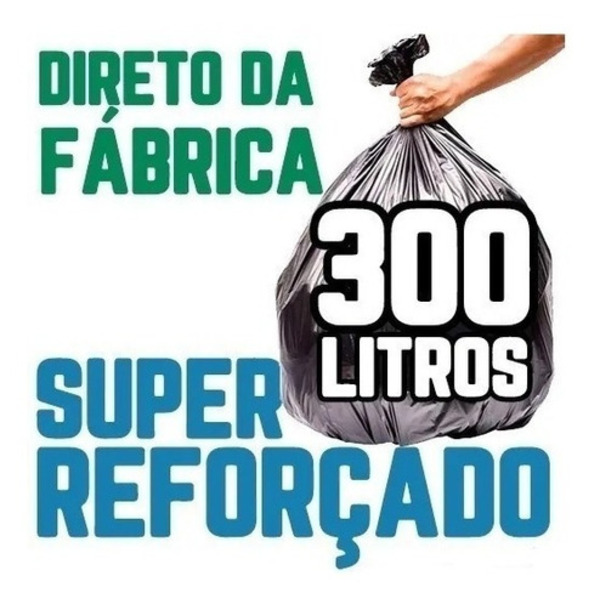 Saco De Lixo 300 Litros 200un Preto Super Reforçado