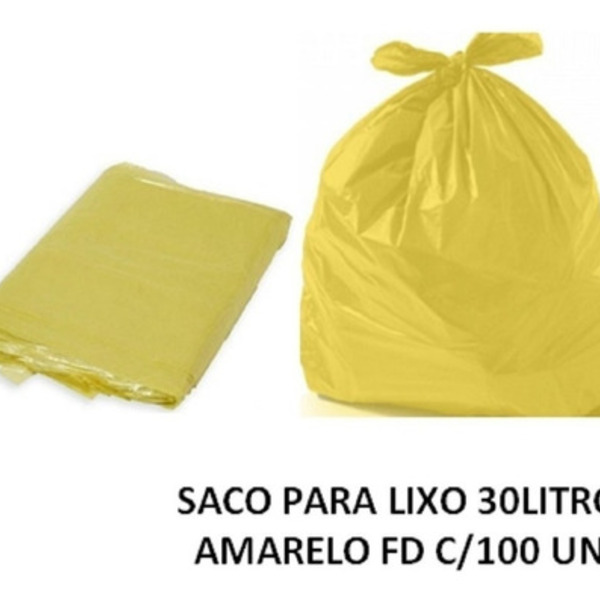Saco De Lixo 30litros C/ 100 Un Amarelo Reforçado Amarelo
