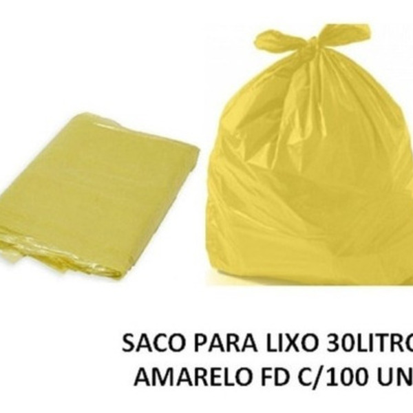 Saco De Lixo 30litros C/ 100 Un Amarelo Reforçado Amarelo