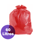 Saco De Lixo 60 L Vermelho 59 X 70 Médio - Com 100 Sacos