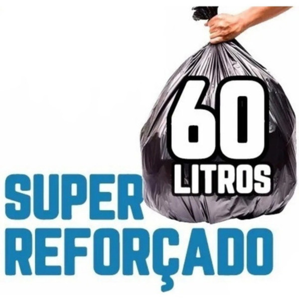 Saco De Lixo 60 Litros Reforçado 100 Unidades P2 Preto