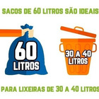 Saco De Lixo 60l 100 Un Preto Reforçado Resistente Preto