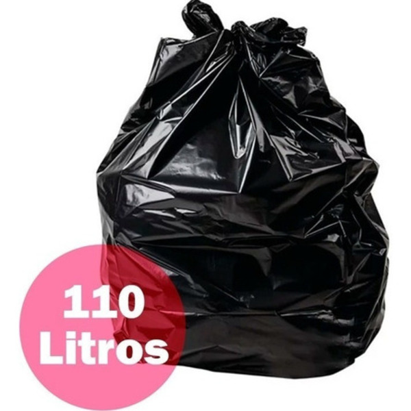 Saco De Lixo Preto 110 Litros Reforçado - 100 Unidades