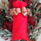 Saco Juta Vermelho Laço Natal Presente 45x19cm Decoração