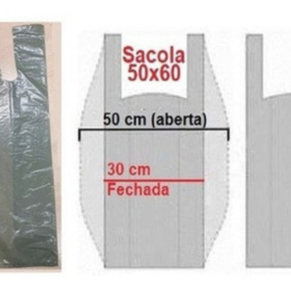 Sacola Plástica Reciclada Reforçada 50x60 Pacote 5kg