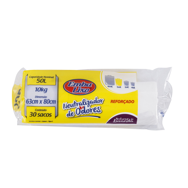 Sacos de Lixo Branco 50L Contém 30 Sacos 63x80cm Embalixo