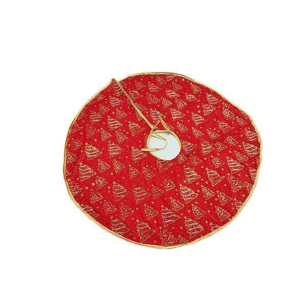 Saia De Árvore De Natal Vermelha E Dourada 60cm - Casambiente