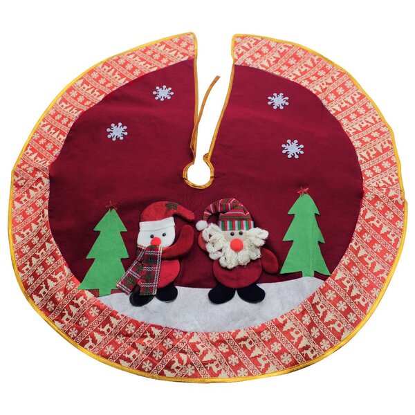 Saia Para Árvore De Natal Vermelha Temática Papai Noel E Bone