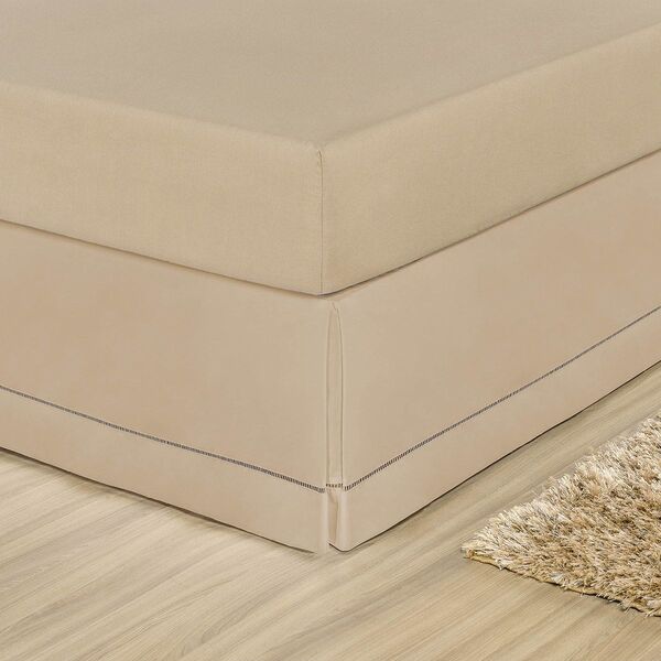 Saia Para Cama Box Caqui Queen Percal 180 Fios 01 Peça