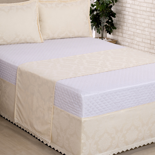 Saia Para Cama Box Colchobox Jacquard Casal Palha