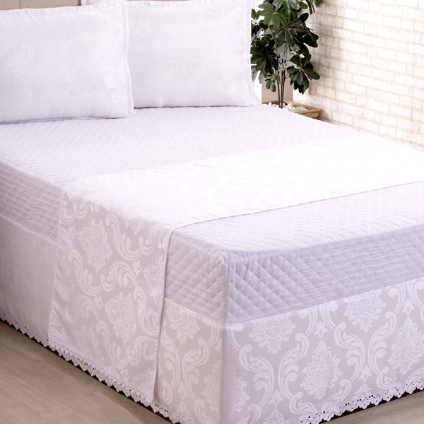 Saia Para Cama Box Colchobox Jacquard King Branca [f101]