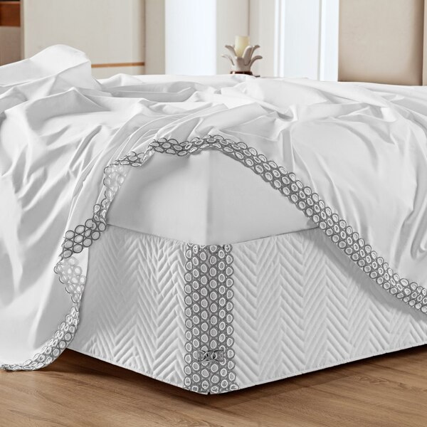 Saia Para Cama Box Queen Belga Micropercal 200 Fios - Branco