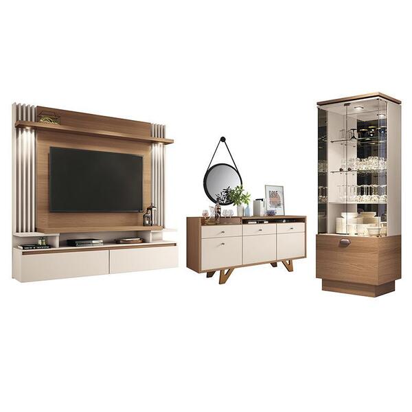 Sala De Estar Brandon Com Home Suspenso, Buffet Aparador, Cri