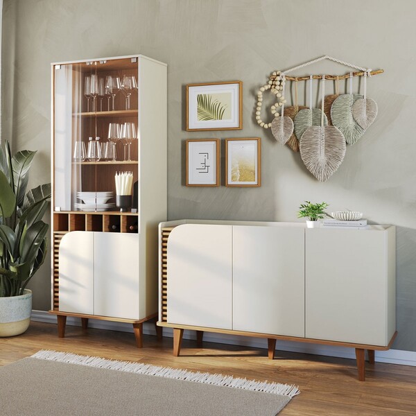 Sala De Estar Completa Boss 7 Portas 4 Prateleiras Off White/