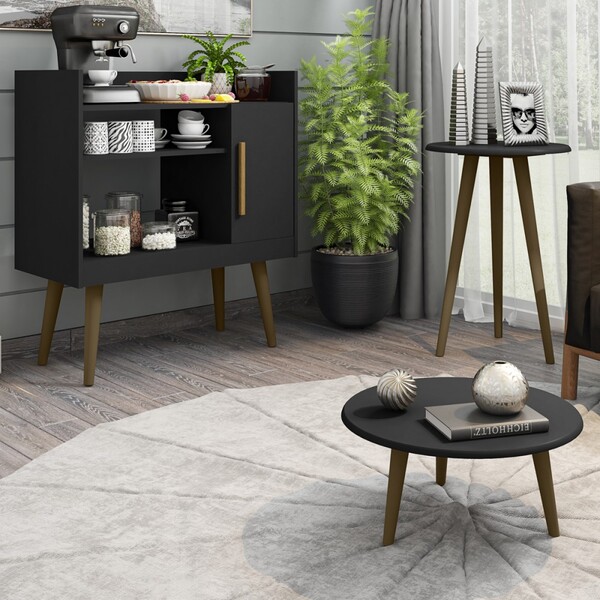 Sala De Estar Completa Café Ii Preto Fosco - Bechara