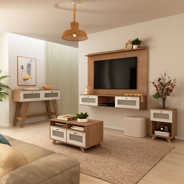 Sala De Estar Completa Decor Para Tv Até 75 Polegadas 2 Porta