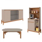 Sala De Estar Completa Lake 5 Portas 1 Gaveta 3 Peças Off Whi