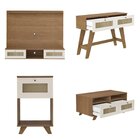 Sala De Estar Completa Painel Para Tv Com Mesas De Apoio E Ce