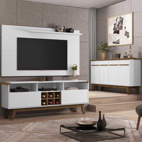Sala De Estar Completa Para Tv Até 50 Polegadas Larimar Cinamomo/branco ...
