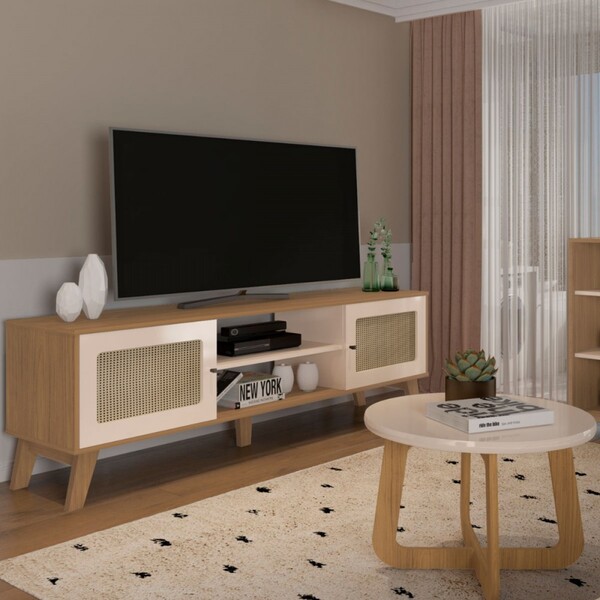 Sala De Estar Completa Para Tv Até 75 Polegadas Charlotte 2 P