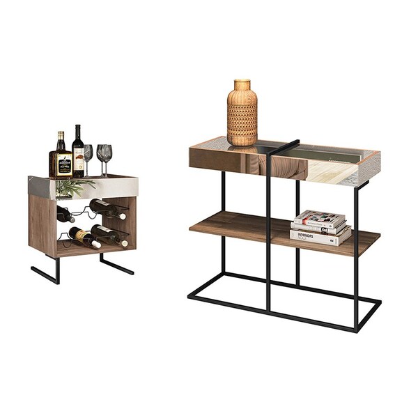 Sala De Estar Industrial Com Adega E Aparador Platinum Decor