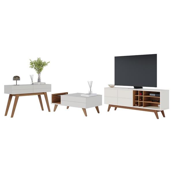 Sala De Estar Noronha Rack Bancada, Aparador E Mesa De Centro