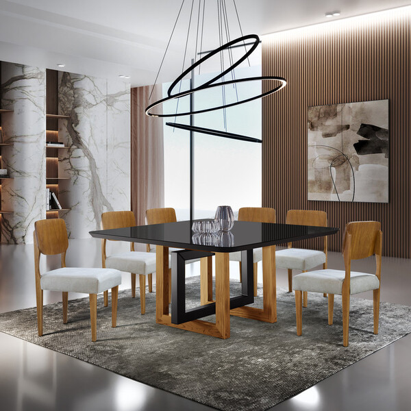 Sala De Jantar 1,40m 6 Lugares Maciça Arizona Sala Nobre