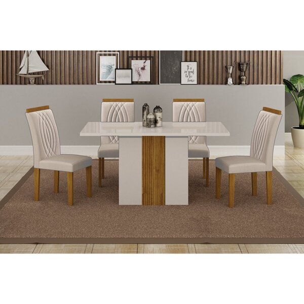 Sala De Jantar 120cm 4 Cadeiras Doha Off/freijó Decor