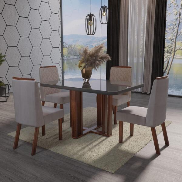 Sala De Jantar 120x80 Paola Tampo Grafite 4 Cad Bom Pastor