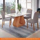 Sala De Jantar 130x80cm Tampo Mdf/vidro 4 Cadeira Cimol Agata