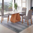 Sala De Jantar 130x80cm Tampo Mdf/vidro 4 Cadeira Cimol Agata