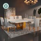 Sala De Jantar 135x135 Stella Mdf/vidro 8 Cadeiras Bom Pastor