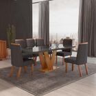 Sala De Jantar 160x80 Aurora Mdf/vidro Grafite 6 Cadeiras Bom