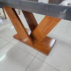 Sala De Jantar 160x80 Aurora Mdf/vidro Grafite 6 Cadeiras Bom