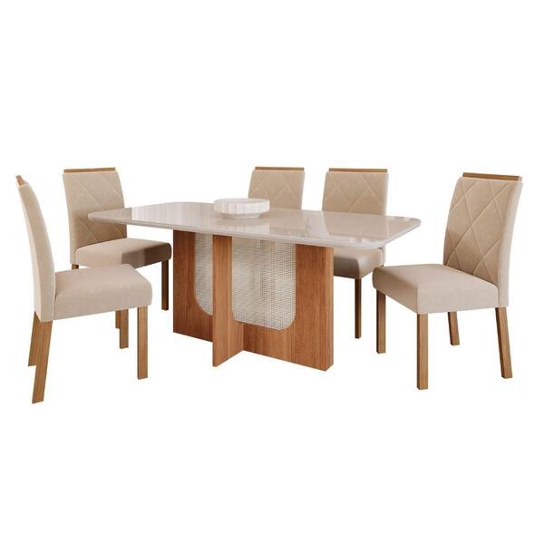 Sala De Jantar 180x90cm 6 Cadeiras Louise/fernanda Wood Cimol