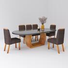 Sala De Jantar 196x90 Mel Mdf/vidro 6 Cadeiras Bom Pastor