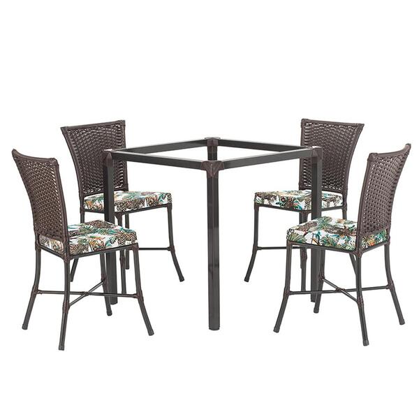 Sala De Jantar 1 Mesa Quadrada Sem Tampo Com 4 Cadeiras Em Al