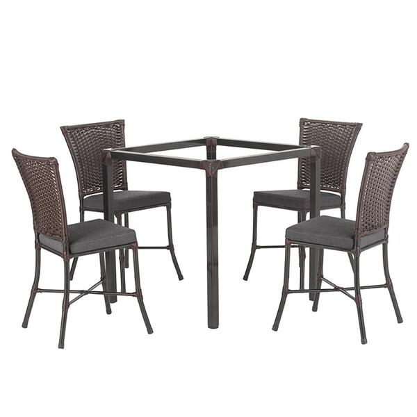 Sala De Jantar 1 Mesa Quadrada Sem Tampo Com 4 Cadeiras Em Al