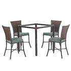 Sala De Jantar 1 Mesa Quadrada Sem Tampo Com 4 Cadeiras Em Al