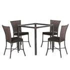 Sala De Jantar 1 Mesa Quadrada Sem Tampo Com 4 Cadeiras Em Al