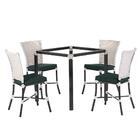 Sala De Jantar 1 Mesa Quadrada Sem Tampo Com 4 Cadeiras Em Al