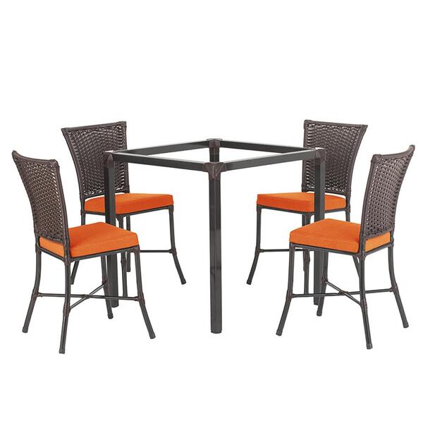 Sala De Jantar 1 Mesa Quadrada Sem Tampo Com 4 Cadeiras Em Al