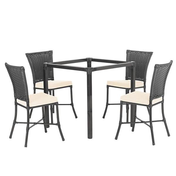 Sala De Jantar 1 Mesa Quadrada Sem Tampo Com 4 Cadeiras Em Al